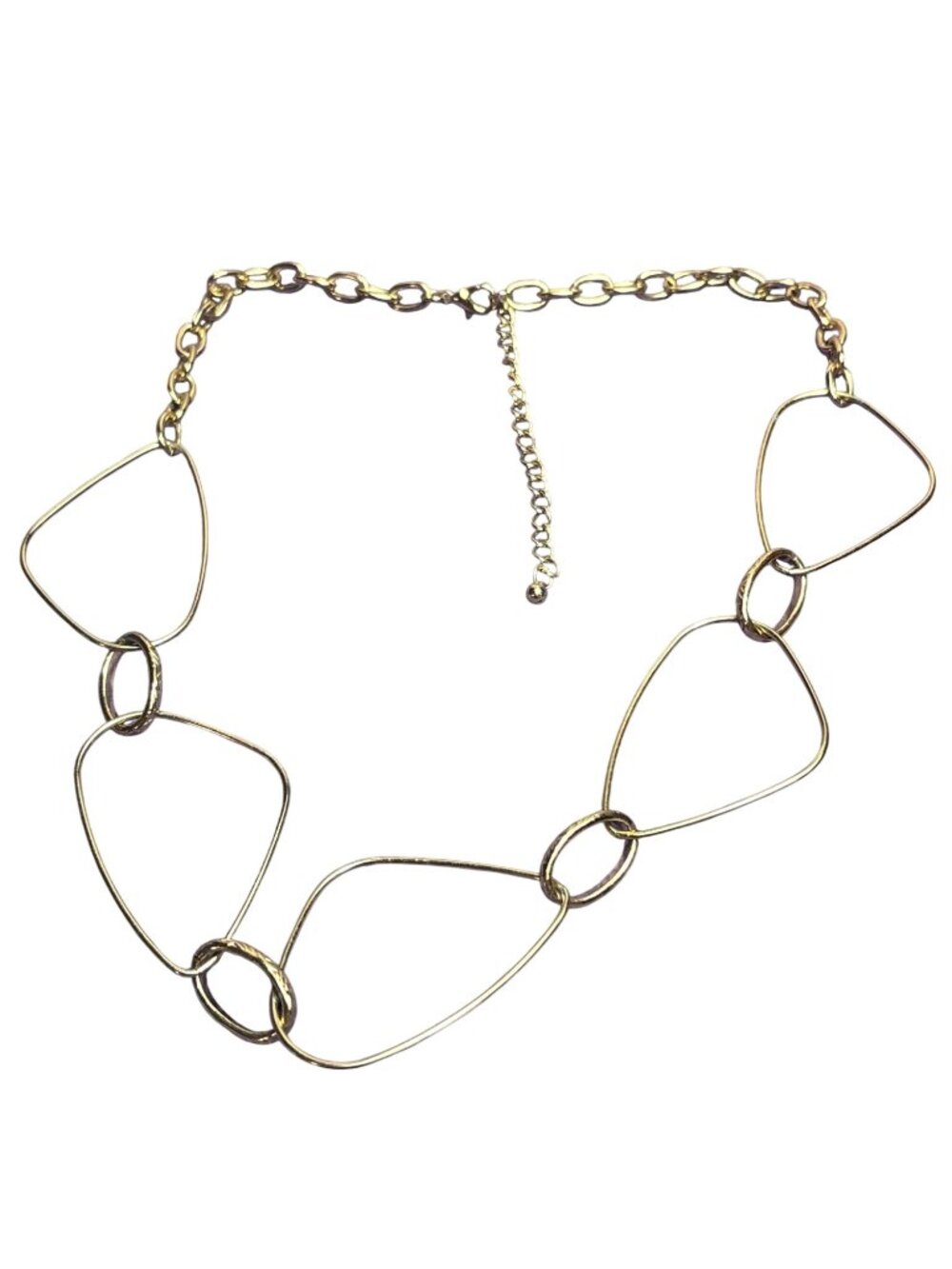 Goldtone Geometric Chain Necklace 18 - 21 inches Long - Picture 1 of 4